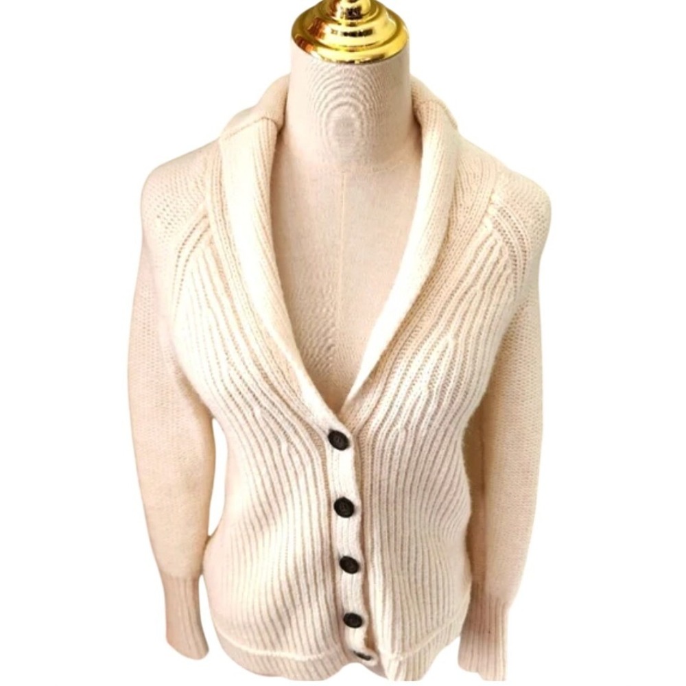 J Crew Cream Shawl Collar Cardigan Sweater Women's‎ chunky S Acrylic Wool Mohair